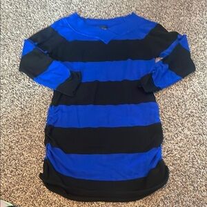 Love Always Striped Black & Blue Long Sleeve Stretchy Dress